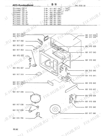 Взрыв-схема микроволновой печи Aeg MICROMAT 725 E W - Схема узла Section2